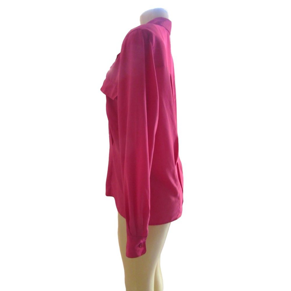 Vintage Christian Dior Chemises Pink Button Down Blouse w Long Sleeves, Sz 10 - Picture 3 of 5